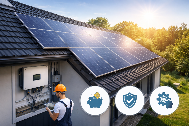 Instalacja paneli słonecznych na dachu